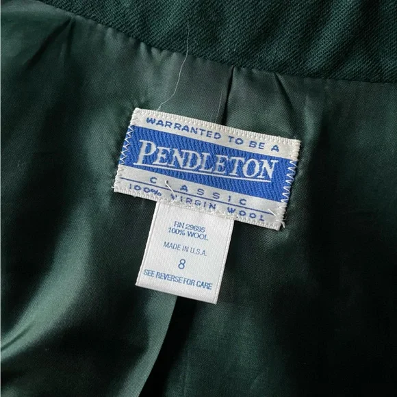 Pendleton 100% Wool Blazer Emerald Green | Classic Tailored Jacket | Made in USA - Picture 7 of 9
